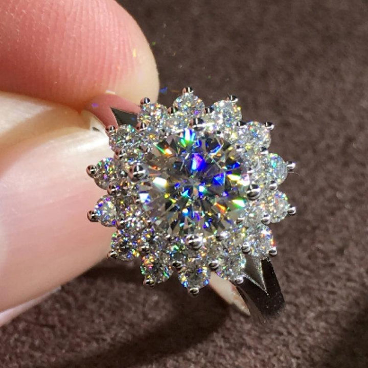 Golden Floral Multicolor Crystal Statement Ring
