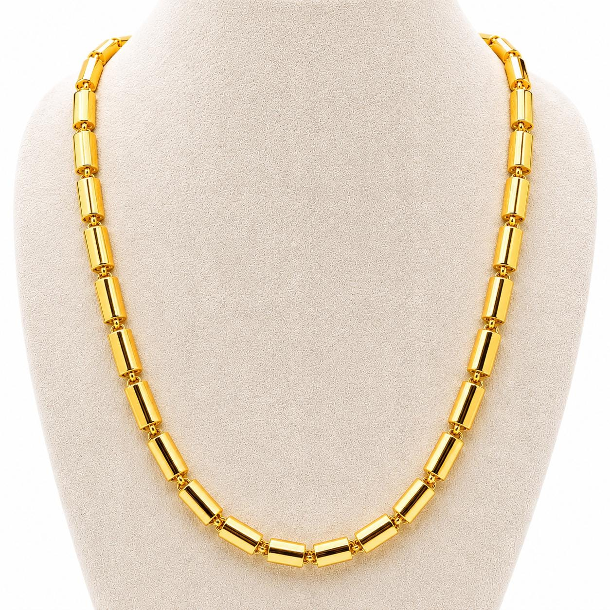 Men's Premium Gold Plated Cylindrical Bead Chain