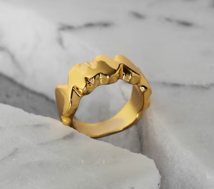 Elegant gold plating crafted ring