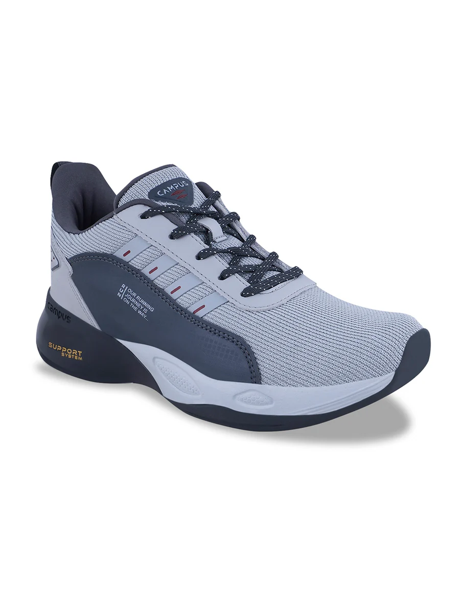 Campus NORTH PLUS Black Men's Running Shoes | Air Capsule Cushioning | Memory Foam Insole | Lace-Up Sports Shoes