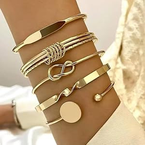 Gold plated bracelet stack